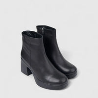 Sofia Mare Ladies Leather Ankle Boot With Block Heel 11079 Black SB85