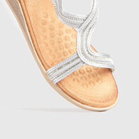 Soft Style Naila Flat Comfort Sandal Silver 01484 Sandals | familyshoecentre