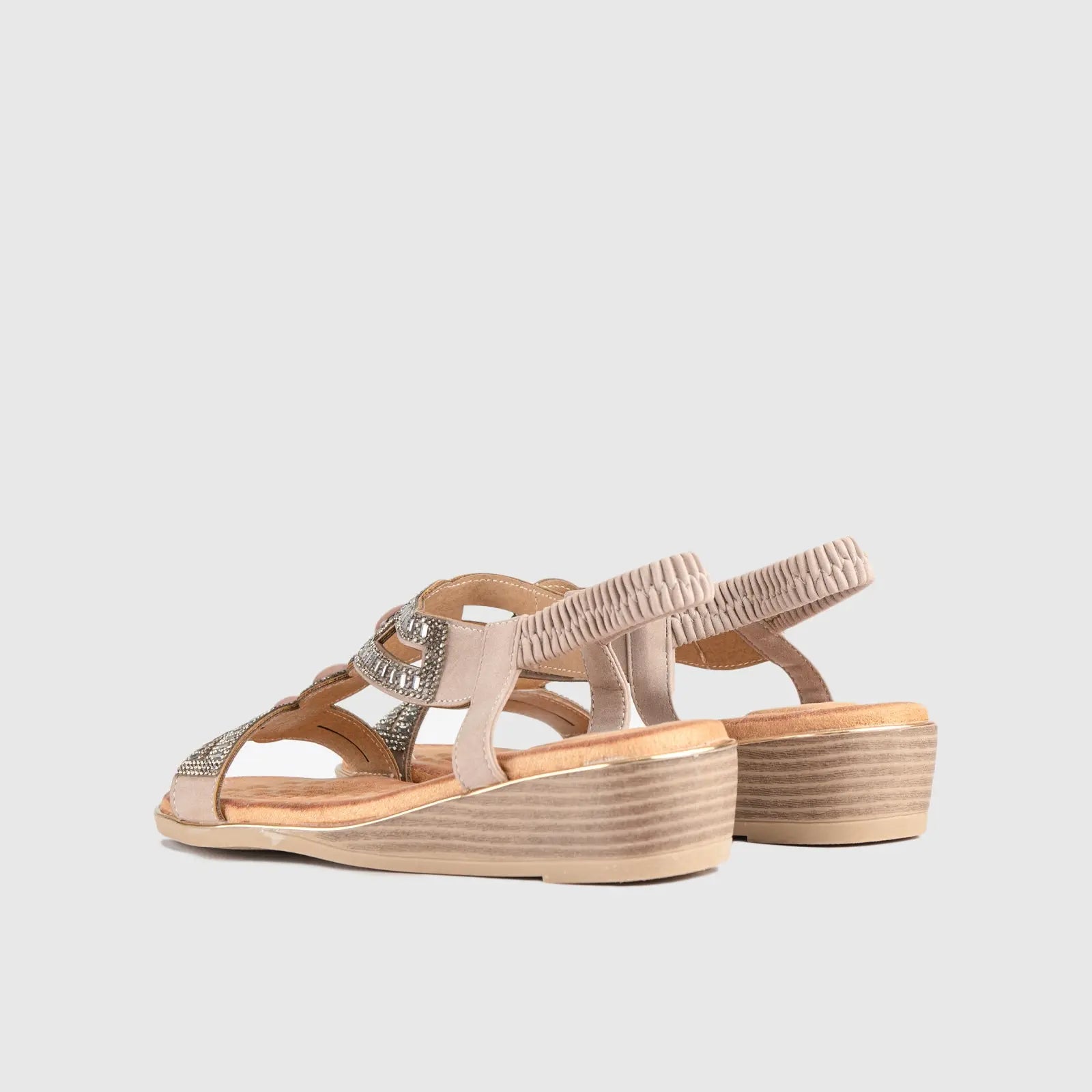 Soft Style Nakia Wedge Comfort Sandal Beige 01485 Sandals | familyshoecentre