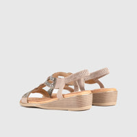 Soft Style Nakia Wedge Comfort Sandal Beige 01485 Sandals | familyshoecentre