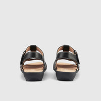 Solstice Comfort Leather Sandal Black Sandals | familyshoecentre