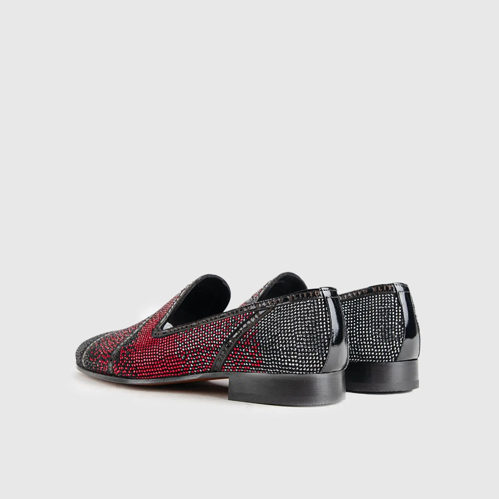 Statement Dress Loafers 3606 Black-Red Stones Loafers | familyshoecentre