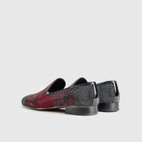 Statement Dress Loafers 3606 Black-Red Stones Loafers | familyshoecentre
