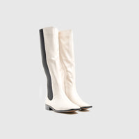 Statement Rider Boot Black/White Car028 Boots | familyshoecentre