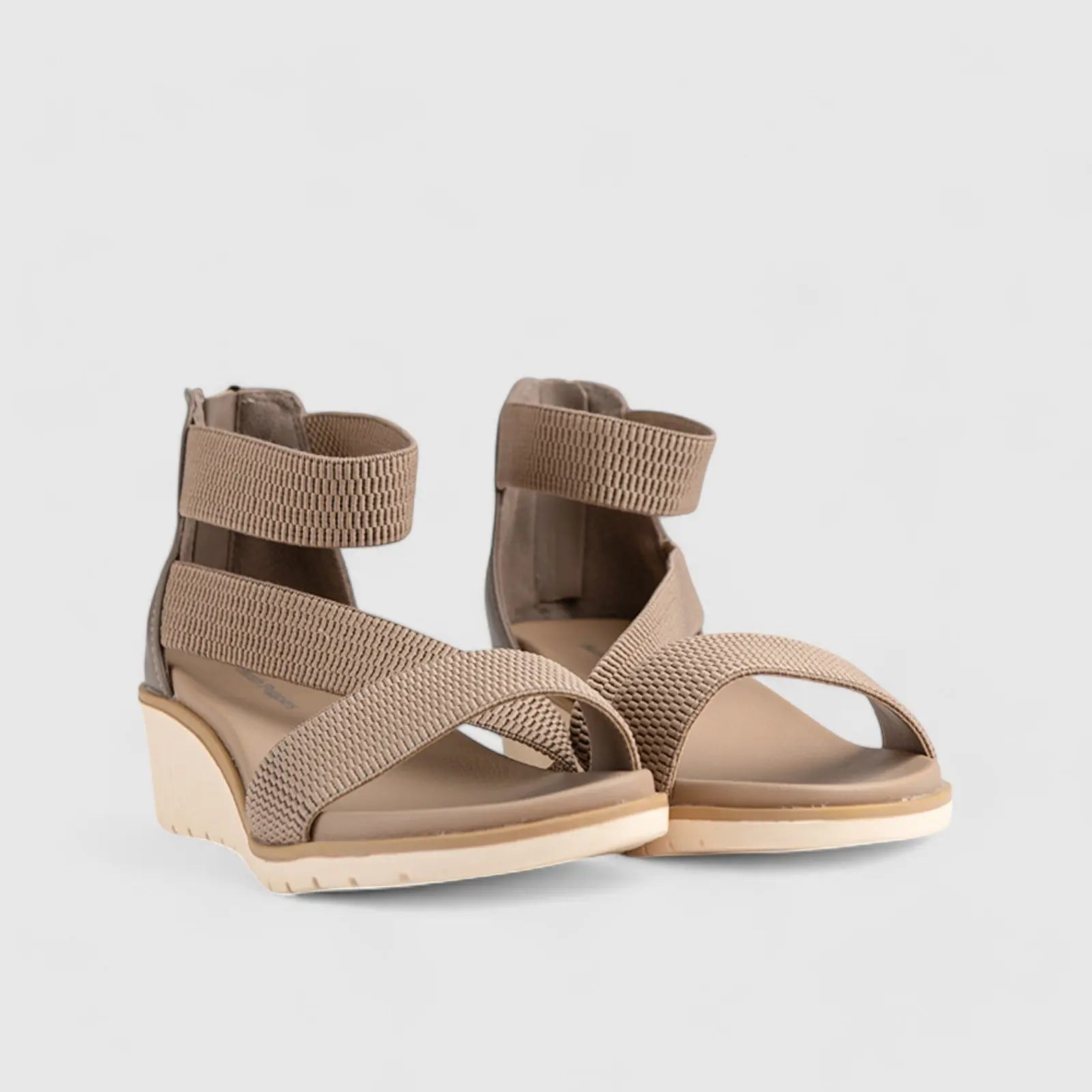Willows Comfort Wedge Sandal Beige 01370 Wedges | familyshoecentre