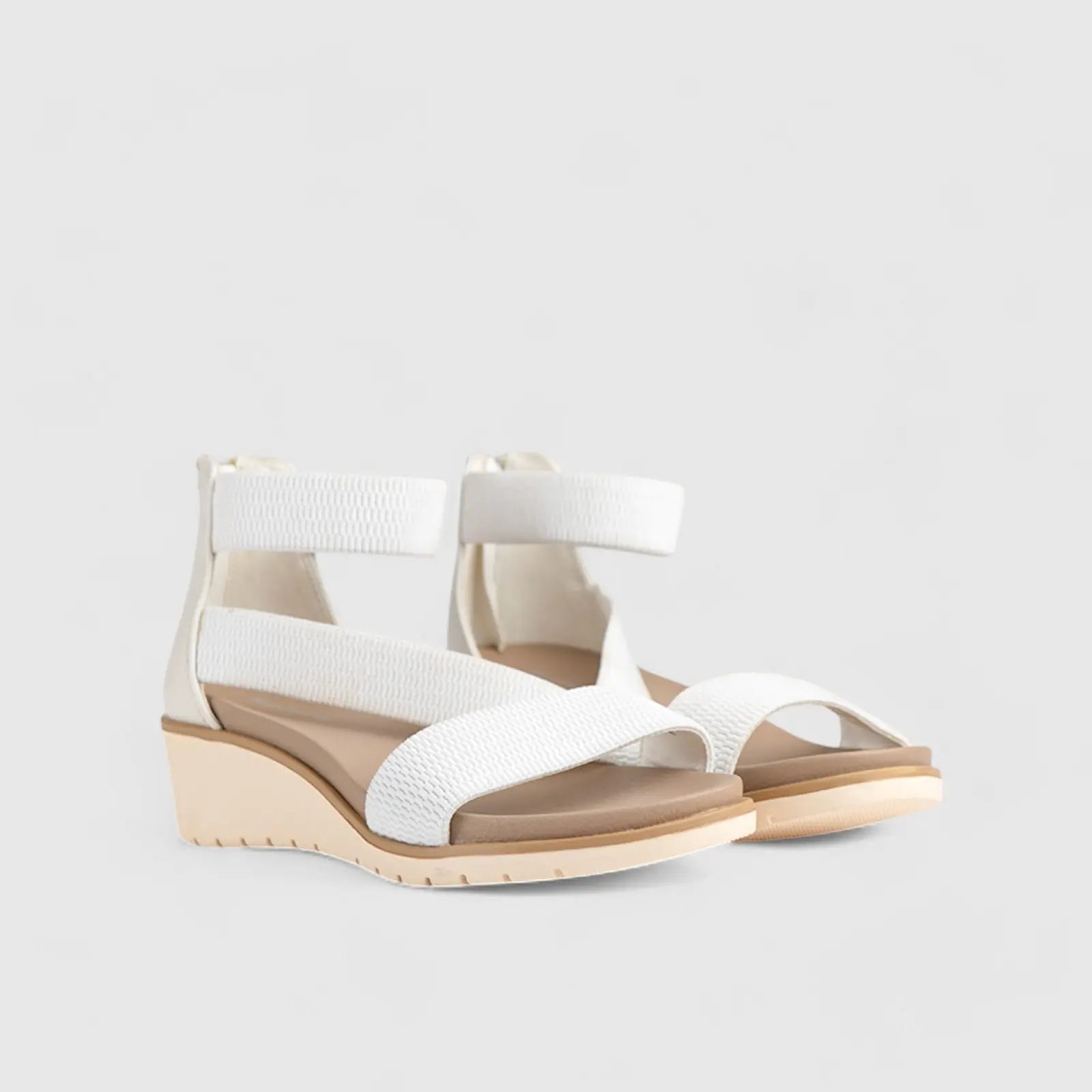 Willows Comfort Wedge Sandal White 01371 Wedges | familyshoecentre