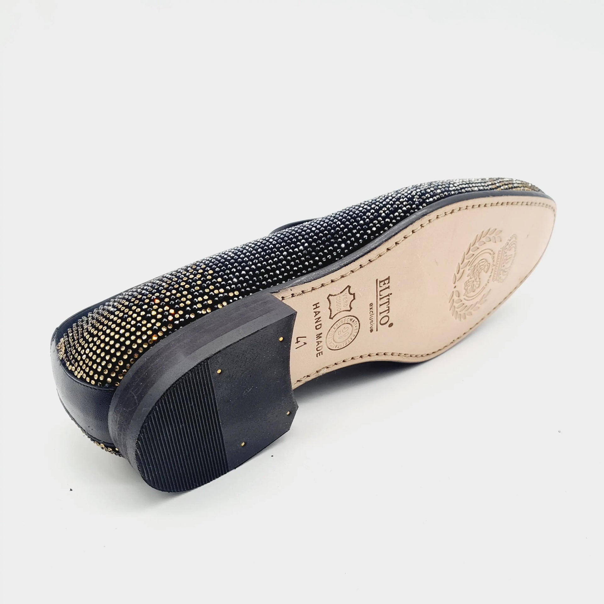 ELI044 BLACK/GOLD Loafers | familyshoecentre