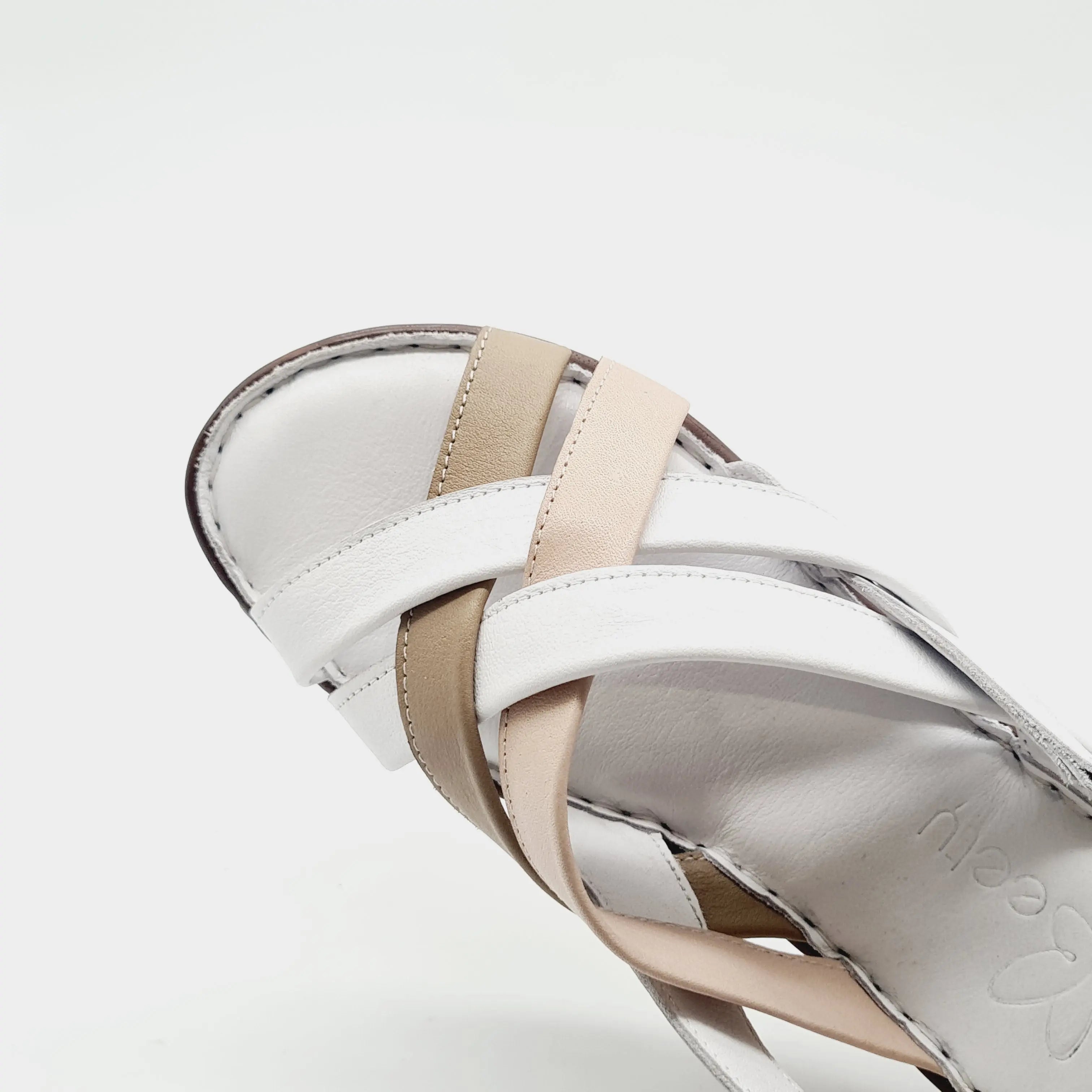 BETTY 1002 WHITE LADIES LEATHER COMFORT Sandals | familyshoecentre