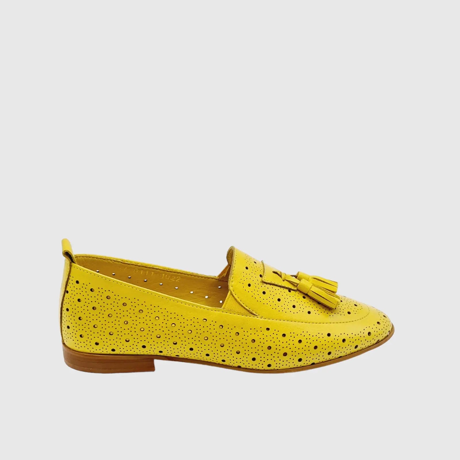LW 1022 YELLOW LADIES LEATHER SNEAKER Loafers | familyshoecentre