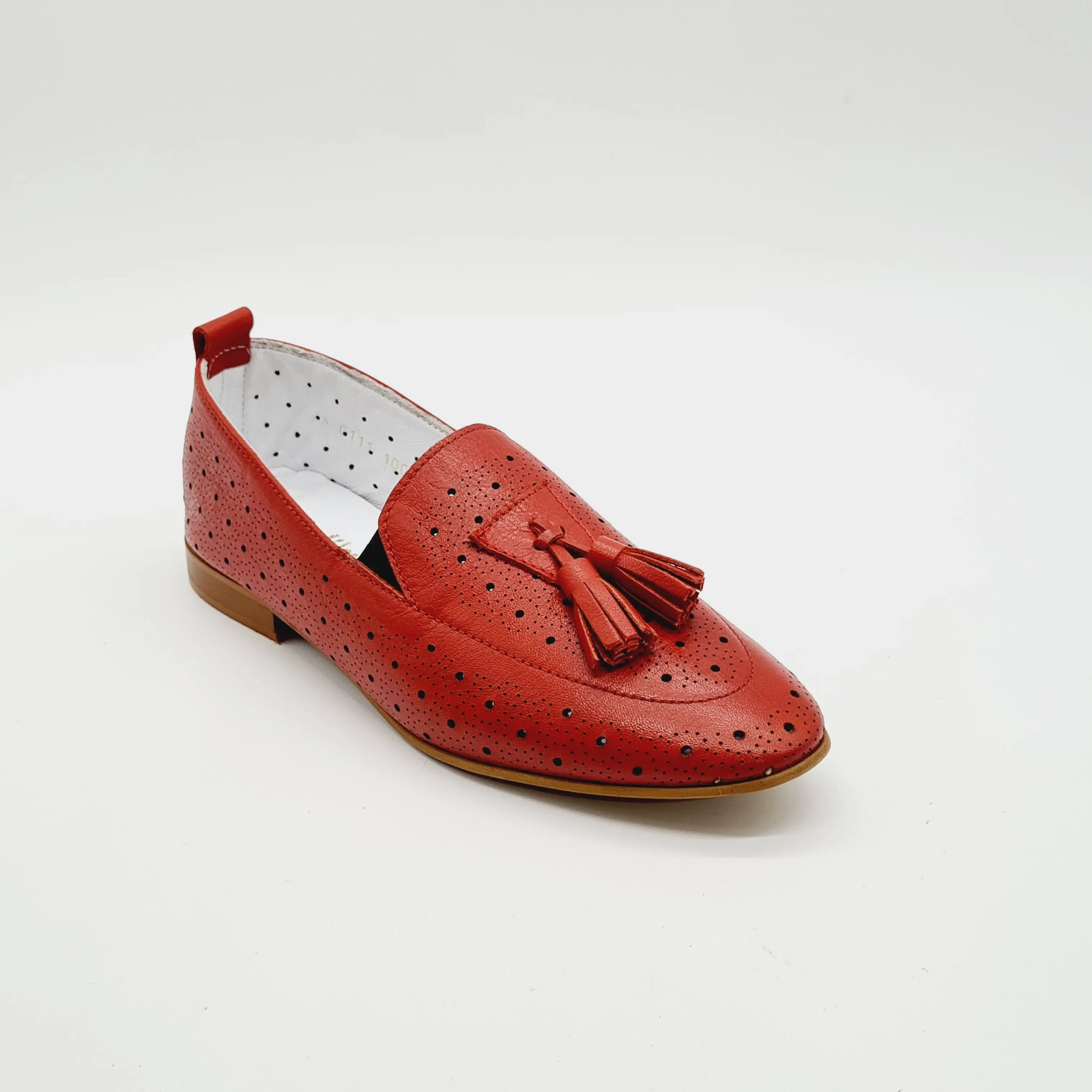 LW 1006 RED LADIES LEATHER SHOE Loafers | familyshoecentre