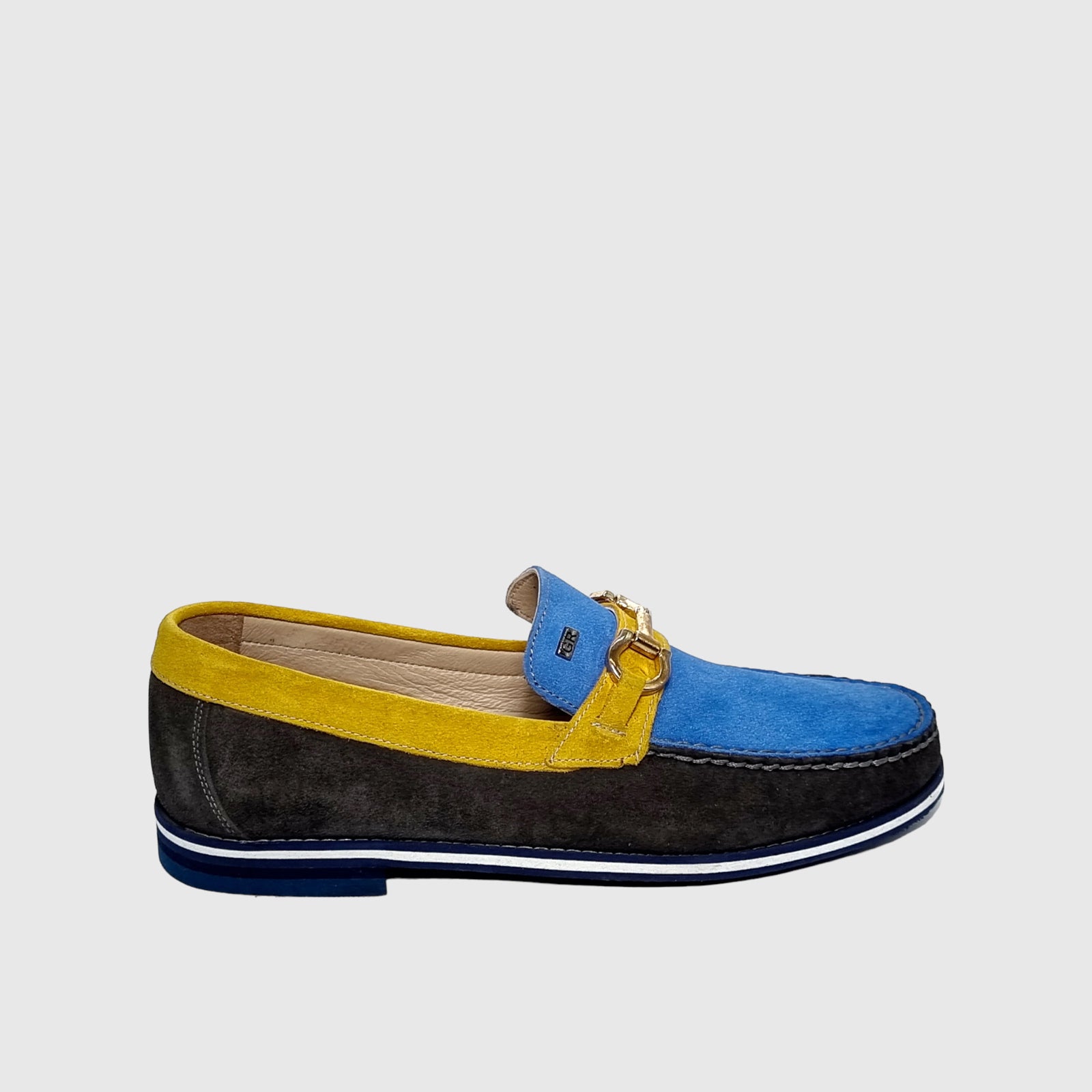 GER 9309 GREY/BRN/YELLOW Loafers | familyshoecentre