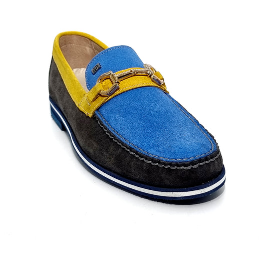 GER 9309 GREY/BRN/YELLOW Loafers | familyshoecentre