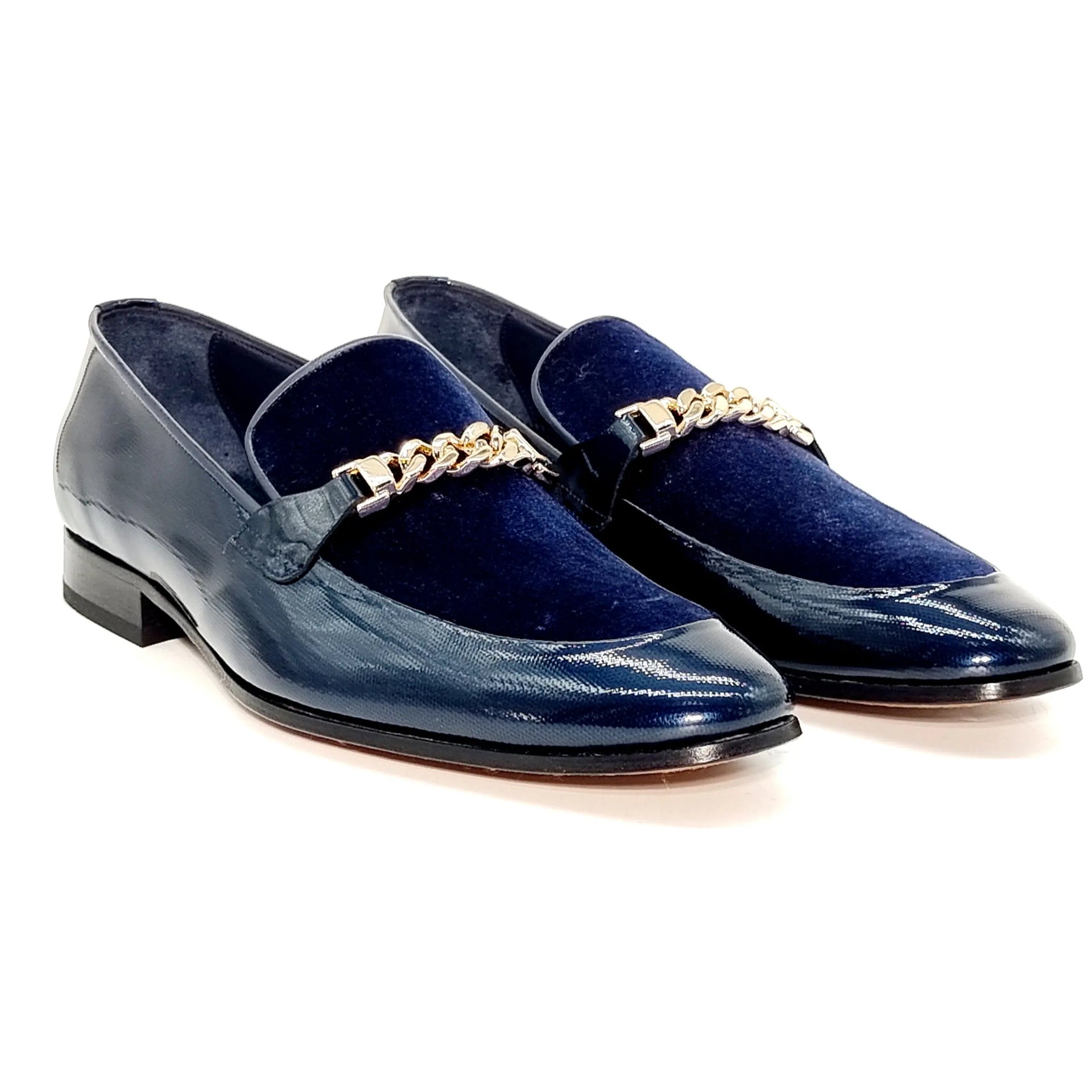 ELI 101 NAVY PATENT/VELVET Loafers | familyshoecentre