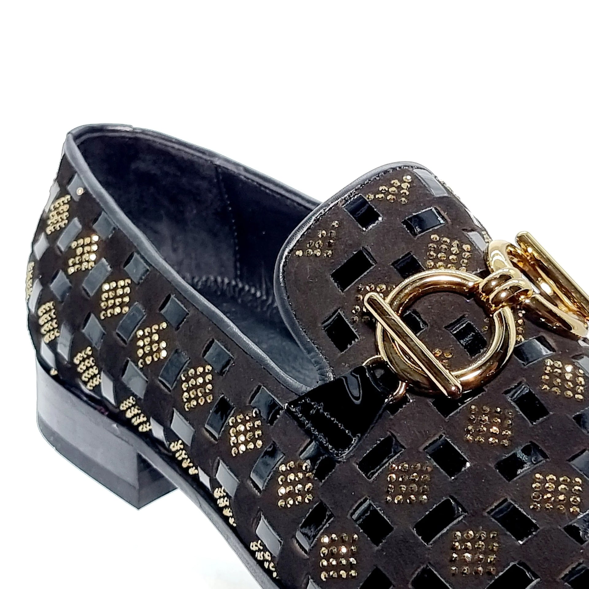 ELI 106 BLACK/GOLD Loafers | familyshoecentre