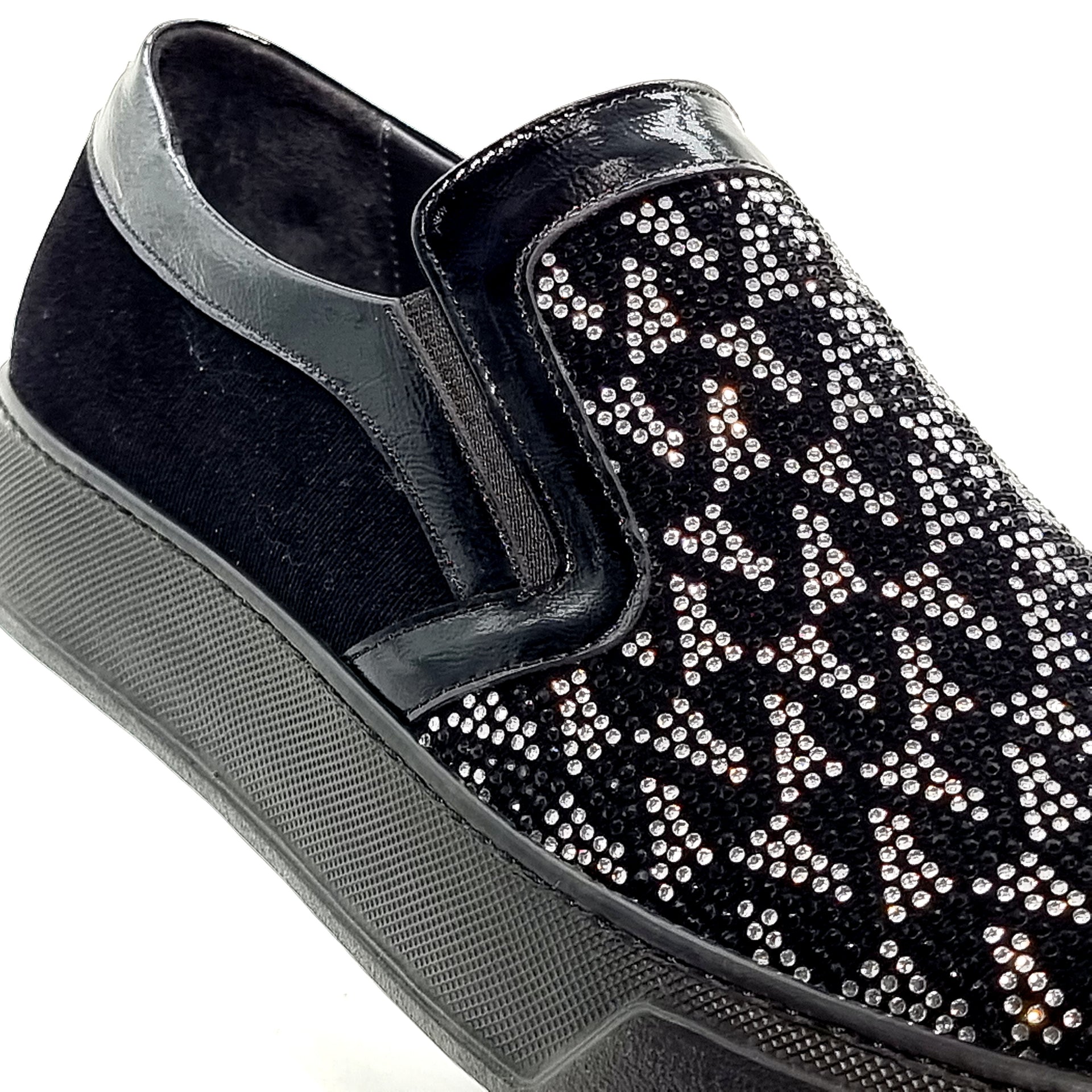 ELI 109 BLACK VELVET WITH STONES SNEAKER Sneakers | familyshoecentre