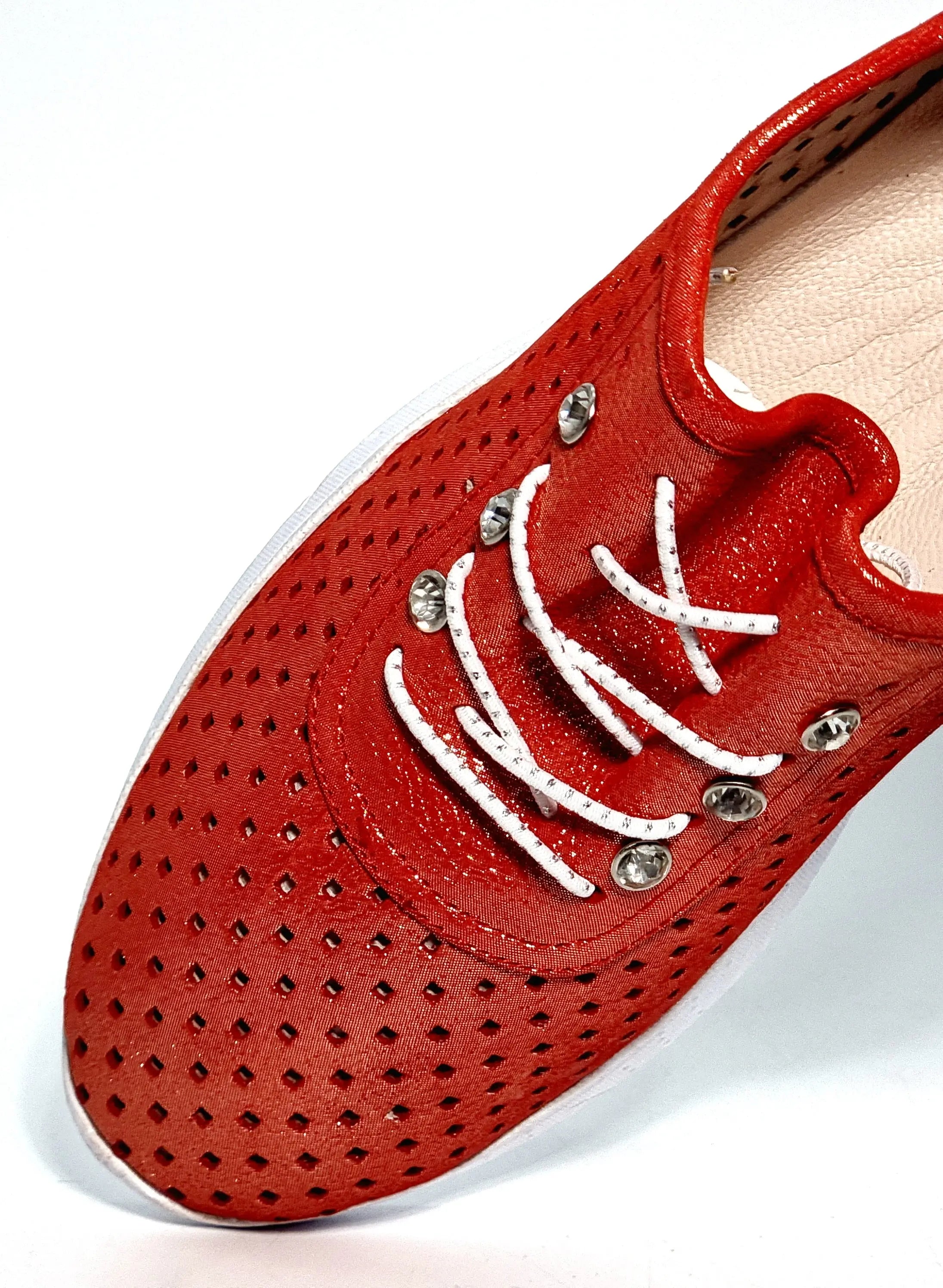 WINSSTO LADIES 2020 RED LEATHER Sneakers | familyshoecentre