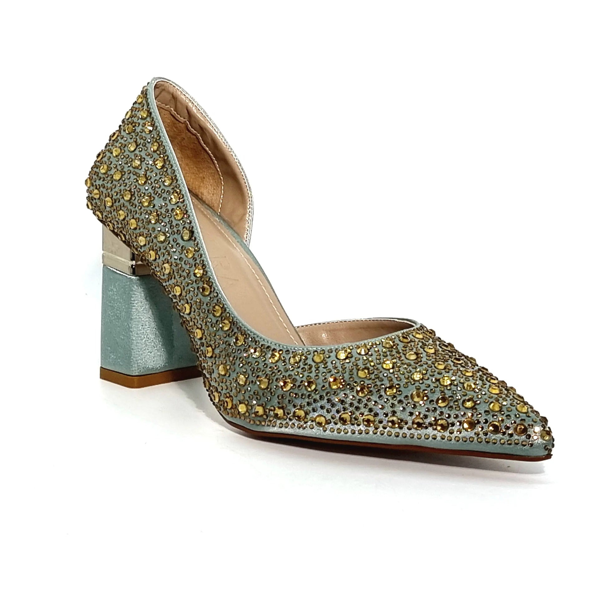 SANDRA STONES GREEN Heels | familyshoecentre