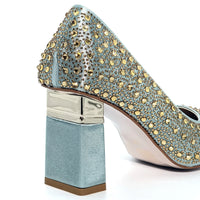SANDRA STONES GREEN Heels | familyshoecentre