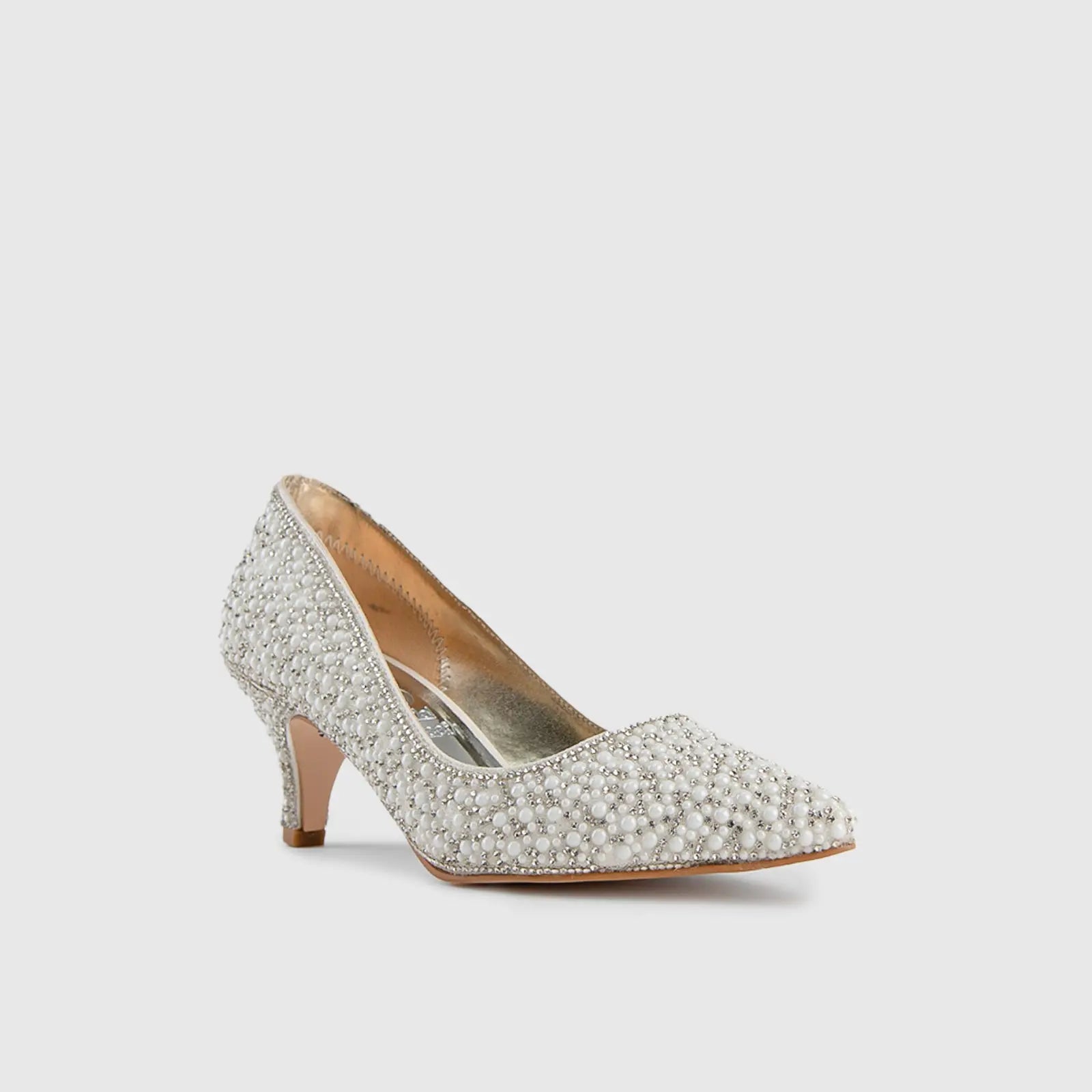 BRIDAL 5238 LOW HEEL PEARL Heels | familyshoecentre
