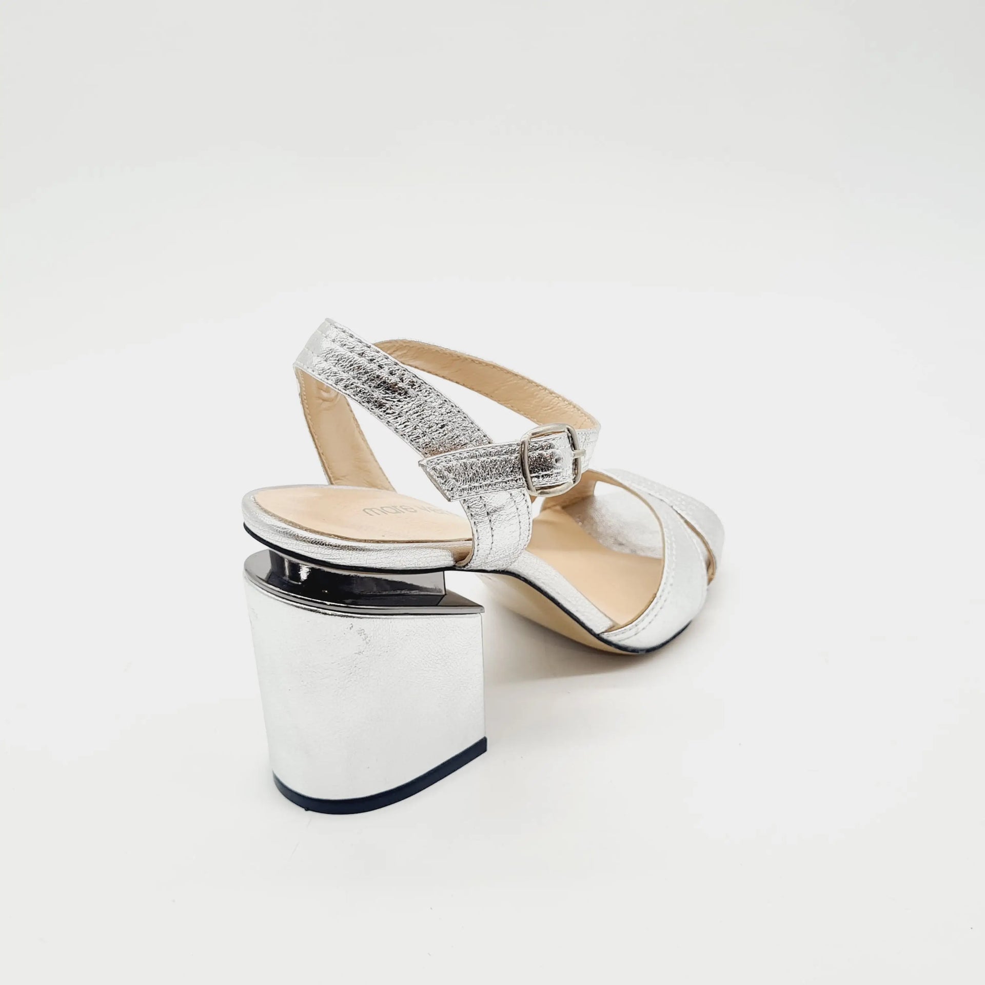MV 12060 SILVER LADIES LEATHER SANDAL Heels | familyshoecentre