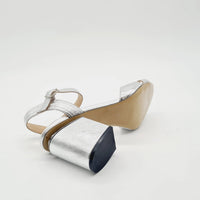 MV 12060 SILVER LADIES LEATHER SANDAL Heels | familyshoecentre