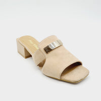 TEENS 2000 BEIGE LADIES LEATHER SANDAL Heels | familyshoecentre