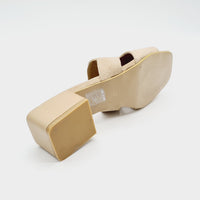 TEENS 2000 BEIGE LADIES LEATHER SANDAL Heels | familyshoecentre